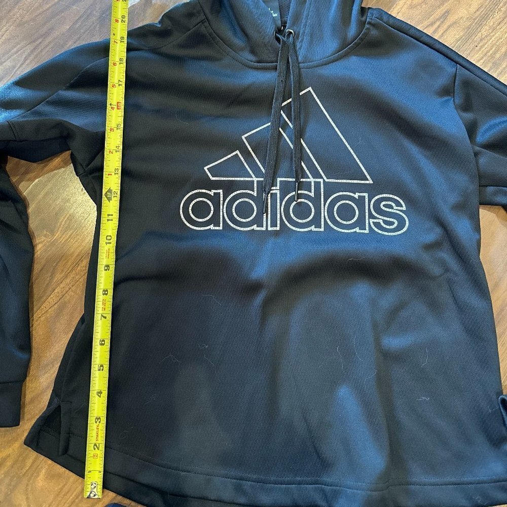 ADIDAS Women's Black Hoodie Sweatshirt Front Pocket Small Athletic Sports - Picture 8 of 9